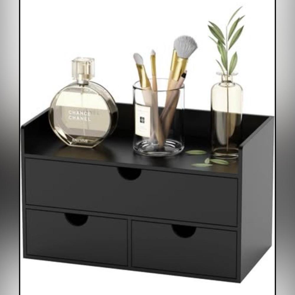 Bamboo Desk Organizer with Drawers Desktop Storage Drawers for Bills Office
